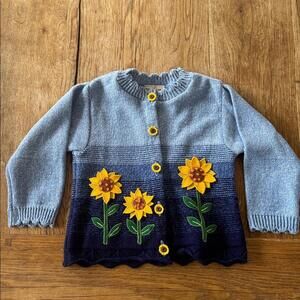 B.T. Kids Sunflower Cardigan Navy and Yellow